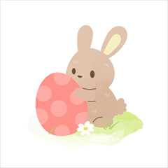 Obraz premium Bunny with decorated egg vector. Design for spring and happy easter.