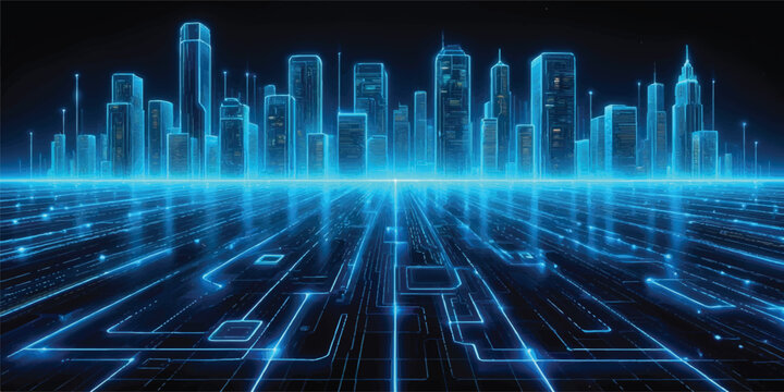 An abstract digital blue background featuring futuristic lines and motion patterns that symbolize high-tech cyber security, data networks, and global internet connectivity for a modern wallpaper