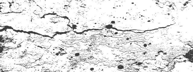 Obraz premium Distressed black and white grunge texture with cracks, splatters, and aged weathered effect for overlay background