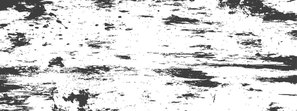 Black and White Distressed Grunge Texture Vector Background with Rough Smudges and Scratches for Abstract Overlay Design