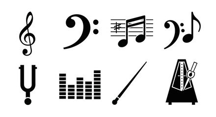Fototapeta premium A collection of musical symbols and sound tools.