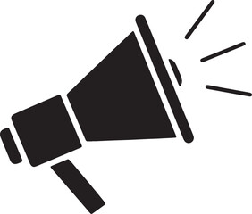 Megaphone icon, bullhorn symbol for announcement, news, and marketing communication isolated on transparent background