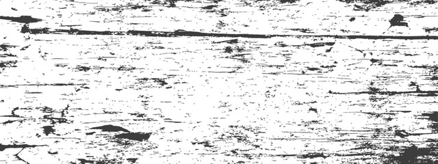 Fototapeta premium Black and White Weathered Wood Grain Distressed Grunge Texture Background Vector Overlay
