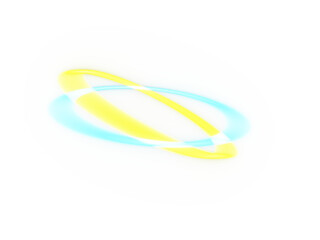 Naklejka premium Glowing yellow and blue intersecting rings on a gradient background