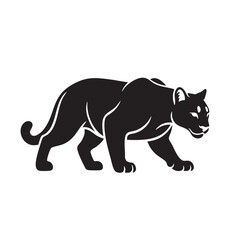 Dynamic black panther silhouette in motion, a stylized vector illustration conveying power, stealth, and wild feline grace.