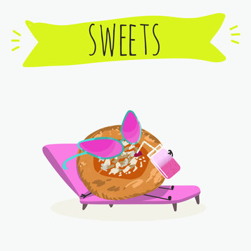 Funny Characters quince dessert, Ayva tatlısı, hand drawn vector illustration.