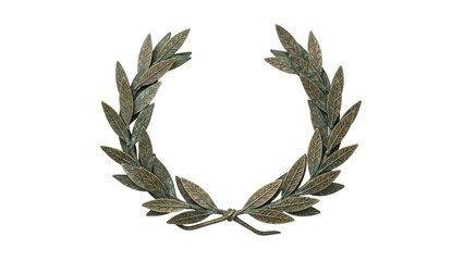 Isolated ancient laurel wreath, bronze color, winner decoration, symbolic award trophy object © Vetle