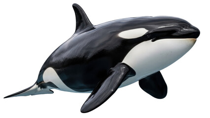 Isolated killer whale swimming gracefully in ocean waters, marine predator, cetacean species © Vetle