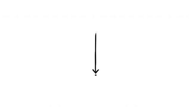 Download arrows hand-drawn sketch animation. Pointing downward. Save icon. Upload load. Data movement. Animated doodle direction. Scribble pointers. Ink freehand symbols 4K video on transparent