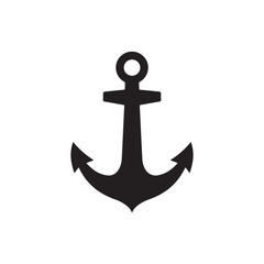 Black anchor symbol for nautical or maritime use with white background