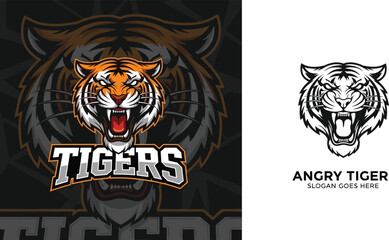 Fototapeta premium Angry Tiger Vector Illustration with Bold Typography and Graphic Design