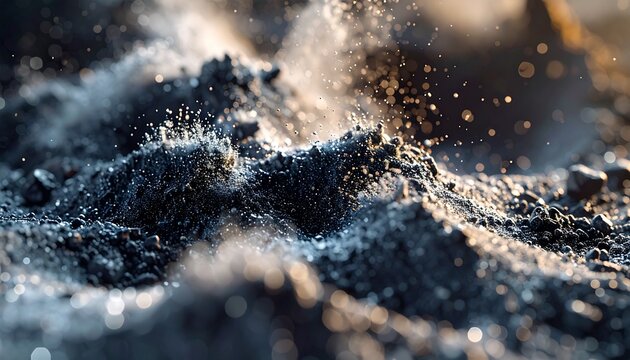 Macro Shot of Magnetized Powder Particles Clumping Together