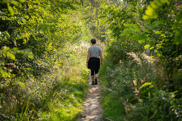 Backview Caucasian Man Walking Small