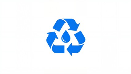 Blue recycling symbol with water drop