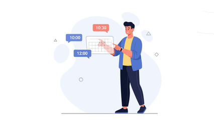 Obraz premium Man Planning Schedule, Time Management Concept, Calendar and To-Do List