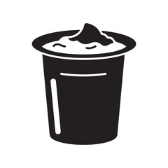 Black disposable cup with whipped cream on top  isolated on white background