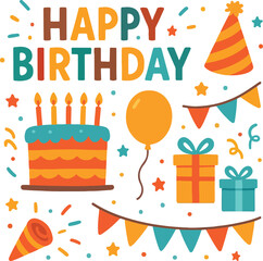 Happy Birth day vectors design transparent