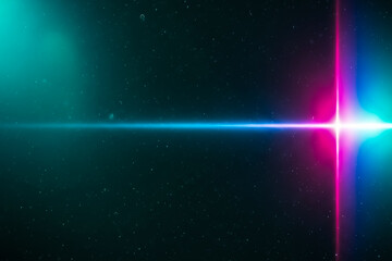 Obraz premium Striking image of intersecting neon light beams in deep space, featuring vivid blue, pink, and white hues against a dark backdrop with stars.