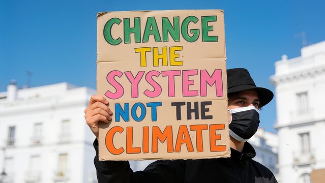 Person holding climate change protest sign