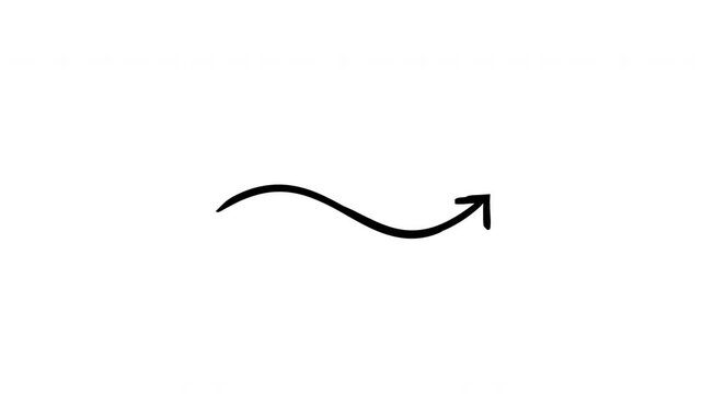 Squiggly curved arrows pointing up hand-drawn sketch animation. Wiggly moving forward upward path. Animated doodle direction. Scribble pointers. Ink freehand symbols 4K video on transparent