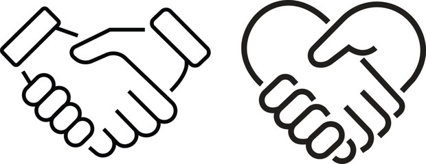 Obraz premium Handshake icons set. Business agreement handshake symbol set. Shaking hands logo. Friendly handshake line style - stock vector.