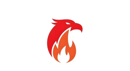 Red and Orange Phoenix Bird Logo with Flame Design