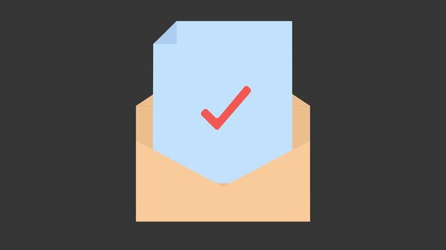 The Confirmed Message: A visual representation of a completed task, a checked item, or a confirmation, with a red checkmark on the paper, signifying approval. 