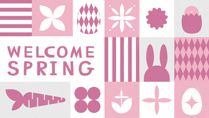 Happy Easter spring design with colorful shapes and patterns for festive celebration