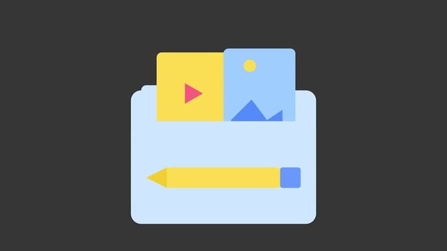 Digital Media Concepts: A symbolic illustration showcasing the essence of digital media. The image features a folder containing a video and a picture, accompanied by a pencil.