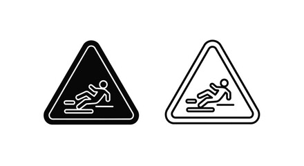Obraz premium Warning sign depicting a person slipping or falling on a surface