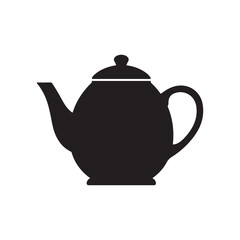 Obraz premium Black silhouette of a traditional teapot with a lid and handle tea pot icon