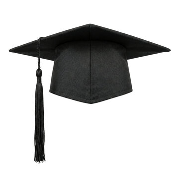 Black academic graduation cap with tassel mortarboard isolated