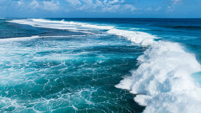 Powerful Teahupoo wave breaking in Tahiti French Polynesia