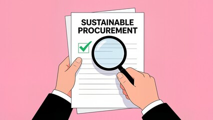 Hands holding document with magnifying glass