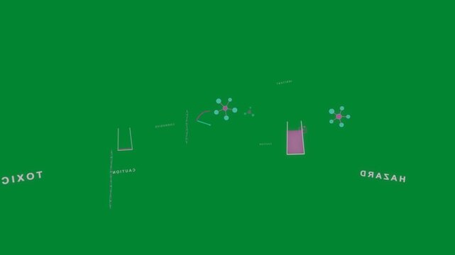 Initial reveal starting neon icons on clear black field shifting, pulsing, rotating into hazard HUD