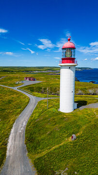 Aerial view of Cape Race Lighthouse on Avalon Peninsula Newfoundland