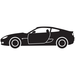 Obraz premium Black sports car silhouette with white outline on white background side view
