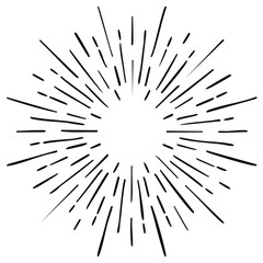 Obraz premium Hand-drawn sunburst design element, radial rays and lines illustration, graphic art.