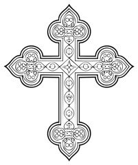 Ornate Religious Cross Vector Graphic Detailed Illustration