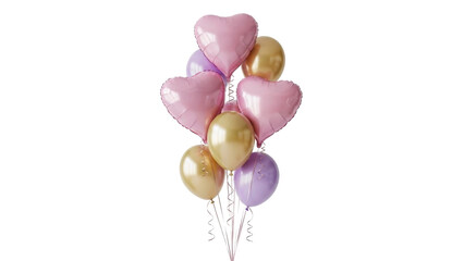 Isolated bunch of balloons with heart shape and classic round ones for party decoration © Isolde