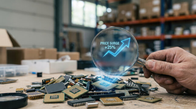 Global supply chain disruptions cause semiconductor tech shortage impacting price surge and market demand in warehouse environment