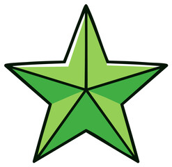 Obraz premium Vibrant Five-Pointed Star Symbol in Shades of Green with Bold Black Outline