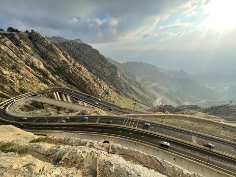 road in mountains area in taif saudi arabia