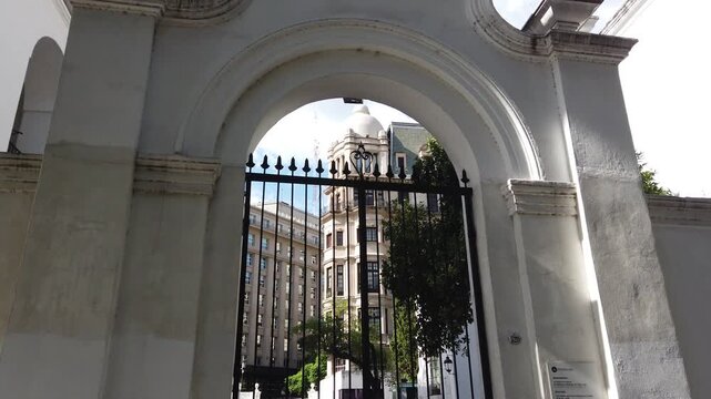 Closeup of Cabildo Colonial Building Entrance and Iron Gate in Buenos Aires Argentina