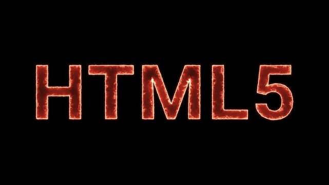 Html5 Text Glowing Neon Reveal Animation Orange Isolated On Black Background