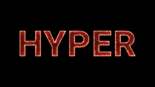Hyper Text Glowing Neon Reveal Animation Orange Isolated On Black Background