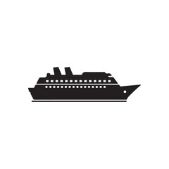 Obraz premium Cruise ship icon silhouette vector graphic large passenger ferry boat ocean liner travel transportation