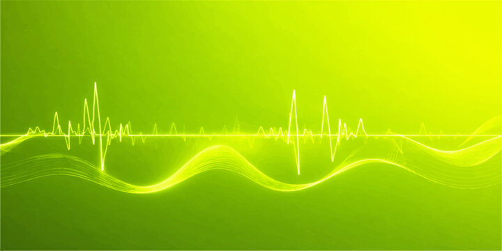 Abstract green medical background featuring a pulse heartbeat line and ekg cardiogram wave for hospital health monitoring technology vector illustration