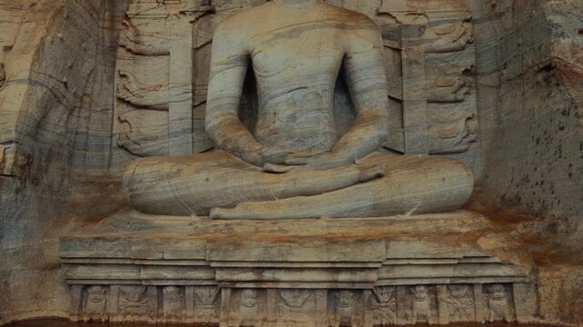 Gal Vihara rock-carved Buddha statue at Polonnaruwa archaeological site in Sri Lanka, ancient shrine