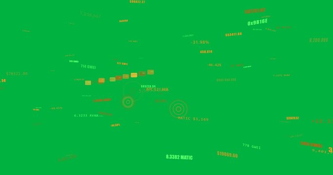 HUD on LINK ping labels floating blocks linking rings pulsing to show market transparent background